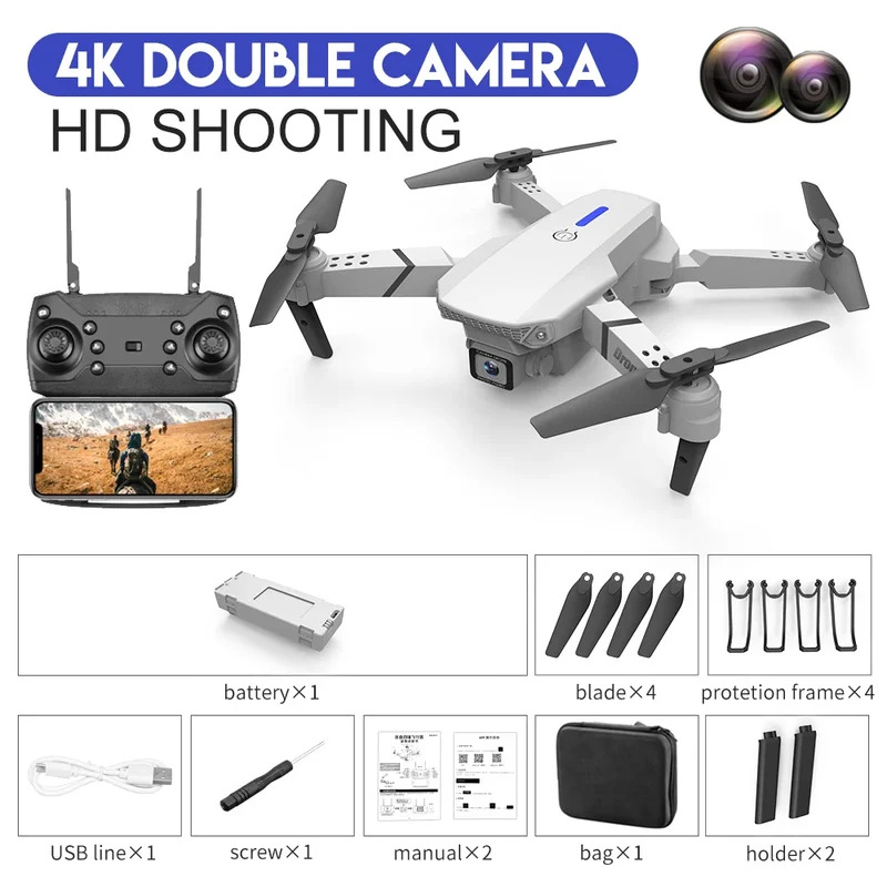 Inteligentny składany dron E88 – Drone Camera Professional recenzja i cena
